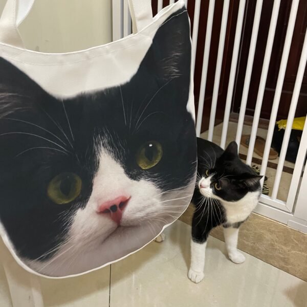Customized Irregular Cat Tote Bag - Image 3